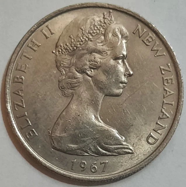 ONE CENT COINS: 1967 New Zealand 10 Cents / 1 Shilling Coin Queen Elizabeth