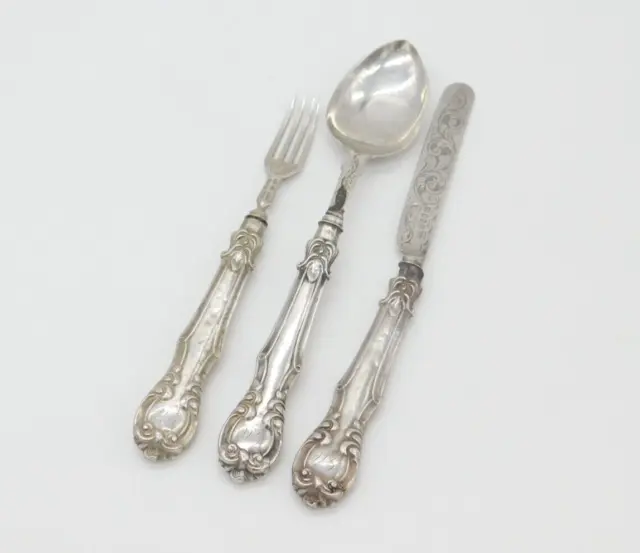 Early Victorian Sterling Silver Christening Cutlery Set 1847 George Unite AF