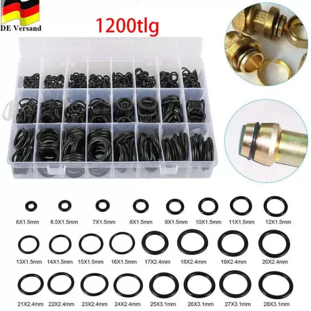 1200tlg O Ring Dichtringe Sortiment NBR Gummi Oringe Dichtung Dichtungsringe Set