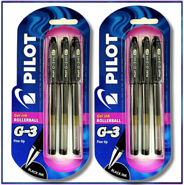 Pilot G3 Gel Ink Rollerball Pen | 0.7mm | PACK OF 6  BLACK INK 2