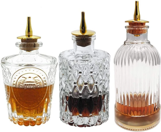 Bitters Bottle Set Glass Vintage Bottle Decorative Bottles with Dash Top Dasher