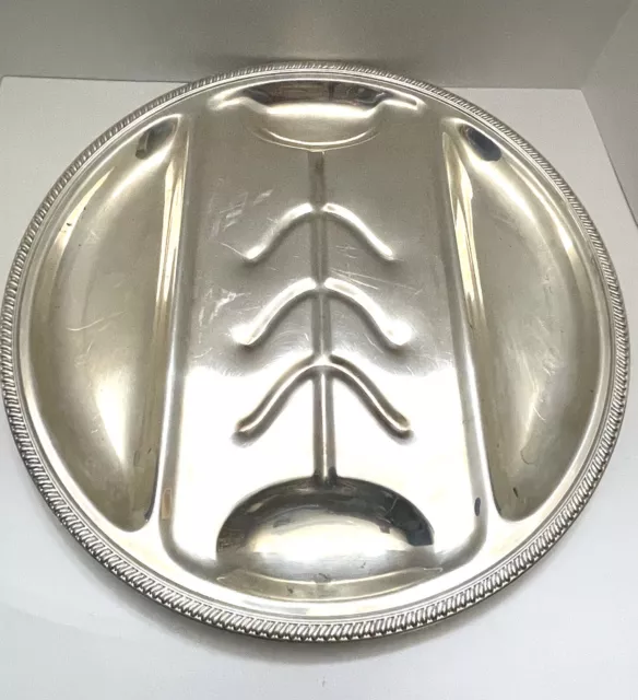 Vintage Sheffield Silver Plate Round Meat Turkey 18 1/2" Serving Tray EPC 18G