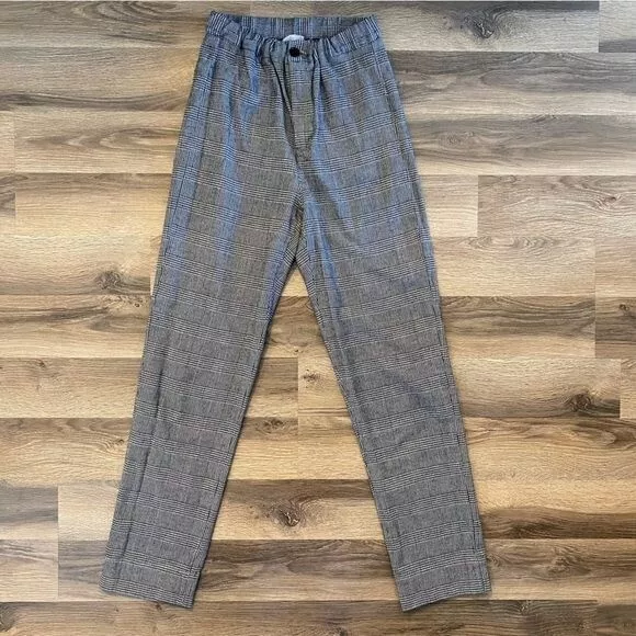 Brandy Melville Tilden Striped Black Grey Pants High Rise One Size