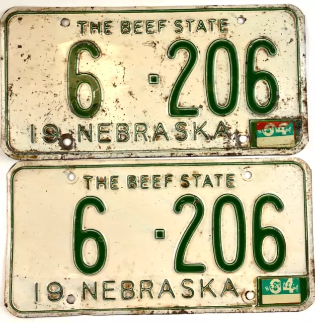 Nebraska 1964 Car License Plate Set Vintage Garage Decor  Saunders Co Collector