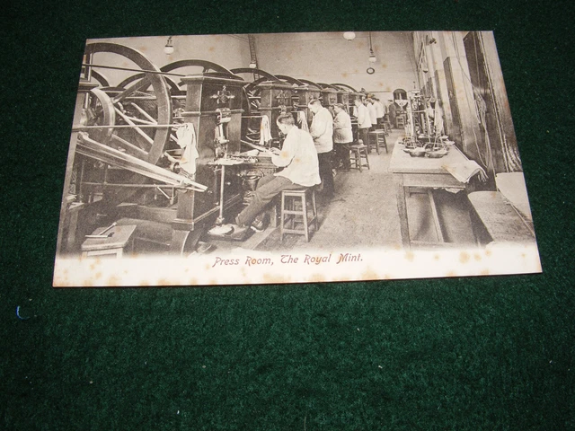 Vintage Postcard Royal Mint The Press Room Engineering Industry By Wrench