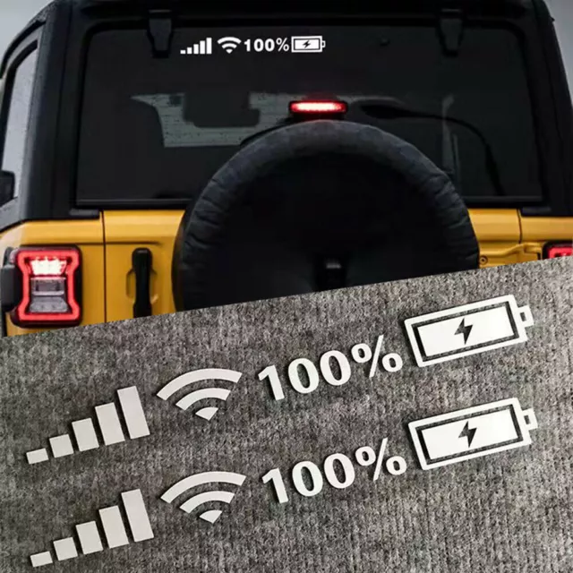 2X 100% Wifi Battery Level Signal Reflective Sticker Vinyl Decal Car Accessories