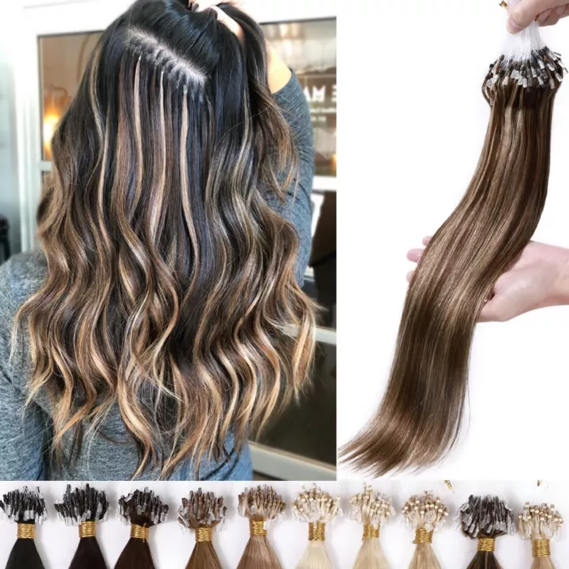 200 Strähnen Microring Loop Echthaar Remy Haar Bonding Extensions Micro Ring 1g