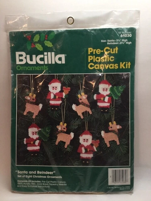 Kit de adorno de Navidad Bucilla kit de lona de plástico reno Santa 61030 vintage