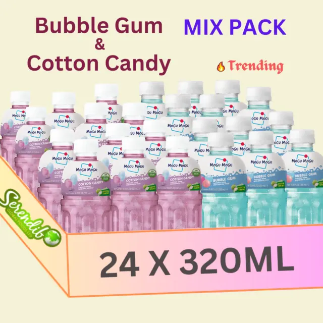MOGU MOGU Real Fruit Juice Nata De Coco 320ml | Bubble Gum- Cotton Candy MIX 24