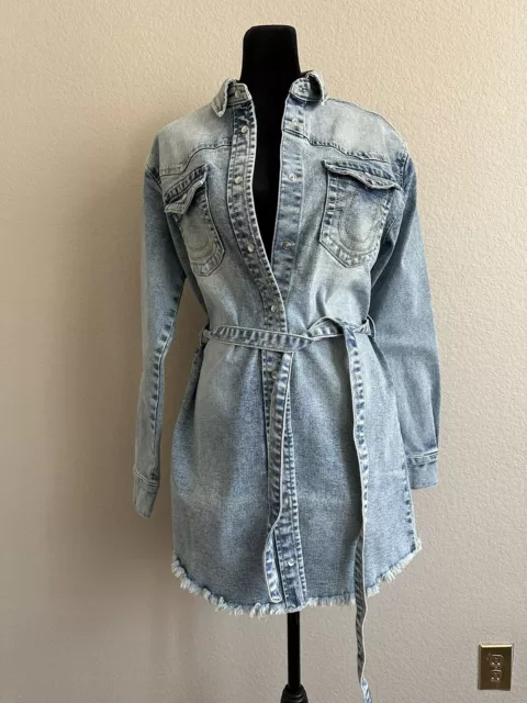 True Religion GEORGIA DENIM SHIRT DRESS  Pearl  Button- Western Denim  Size XS