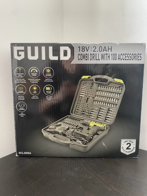 GUILD 18V LI ION Cordless Impact Combi Hammer Drill Driver G18CCD2 Body Only VGC 19.99 PicClick UK