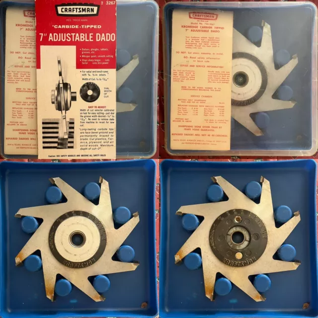 Vintage Craftsman Kromedge 9-3267 7” Adjustable Dado Carbide Tipped Blade Set