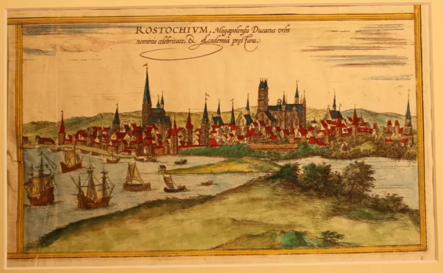 WISMAR um 1572-Altkolor.Radierung aus Braun/Hogenberg "Civitates" 1572