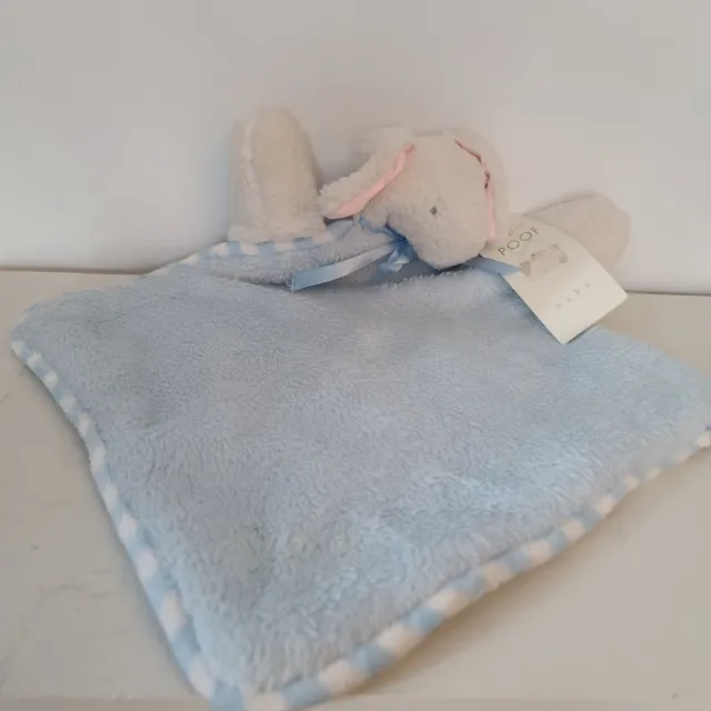 Woof & Poof Lamb Security Blanket Baby Lovey Blue Stripes Satin 2006