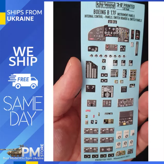 Kits World KW3D1321023 1/32 B-17F Flying Fortress Cockpit Interior panels