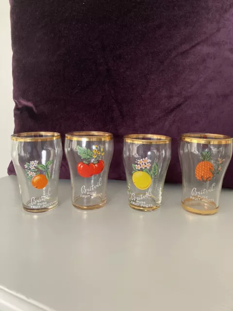 Vintage Britvic Fruit Juice Tumblers X 4