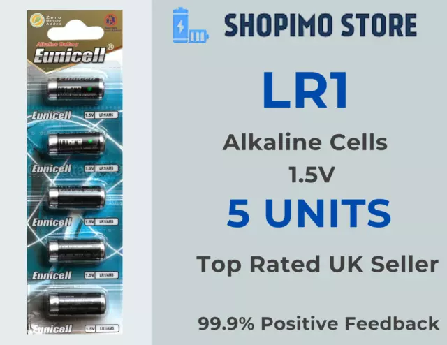 LR1 N size 1.5v MN9100 E90 AM5 Alkaline batteries by Eunicell battery x 5