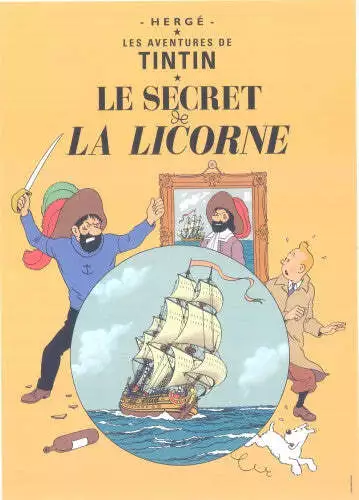 Tintin Book Poster: Le Secret de La Licorne (The Secret of the Unicorn)