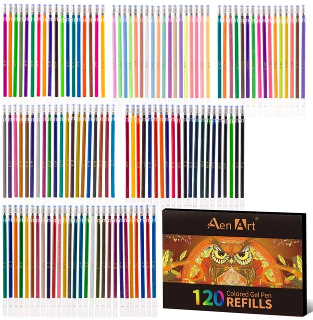 120 Colores Plumas de Gel Recargas para Libros de Colorear para Aen Art
