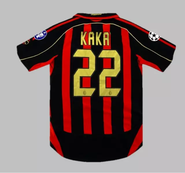 2006/07 AC Milan KAKA #22 retro home shirt short/long sleeve with patches red -