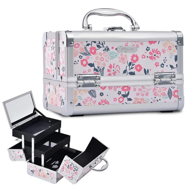 MAKEUP TRAIN CASE Cosmetic Box Portable Jewelry Storage Organizer Tray