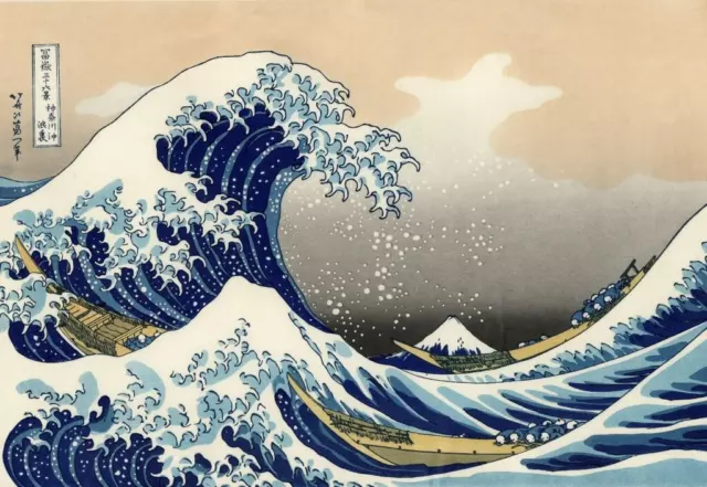 Great Wave of Kanagawa A4 CANVAS PRINT 8"X 12" Vintage Japanese Art Hokusai