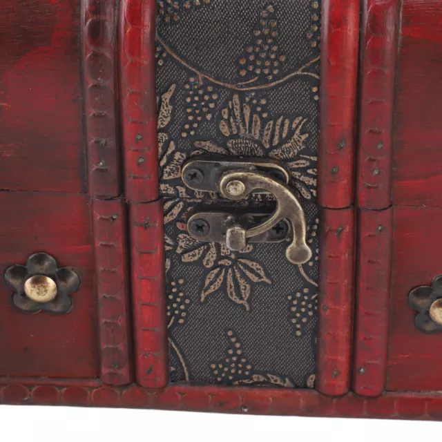 Vintage Wooden Jewelry Box Retro Treasure Chest Trinket Case 6005A01