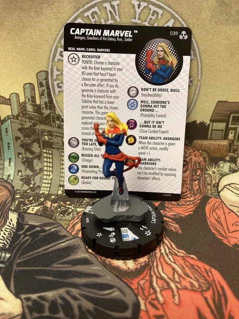 Captain Marvel 039 Rare Figure W/Card War Of Realms Heroclix Marvel
