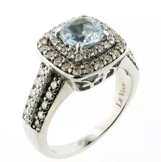 Le Vian 1.50 CT Chocolate, Vanilla Diamond & Sea Blue Aquamarine Engagement Ring