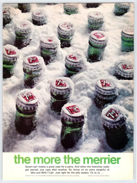 1967 7UP SODA THE MORE THE MERRIER Vintage 8"X11" Magazine Ad 1960's M533