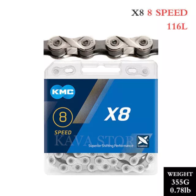 KMC X8,X9,X10,X11,X12 8-12 Gang-Kette 116-126L Shimano MTB-Fahrradkette  EL/SL T 2