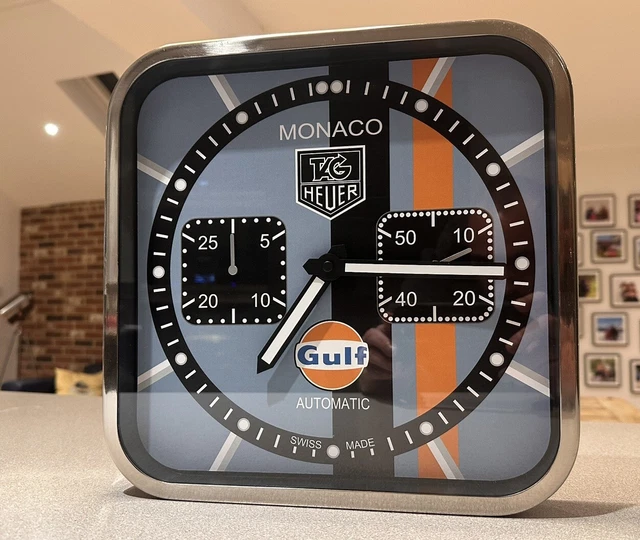 TAG HEUER MONACO Gulf Dealer Wall clock Porsche GT40 Ideal