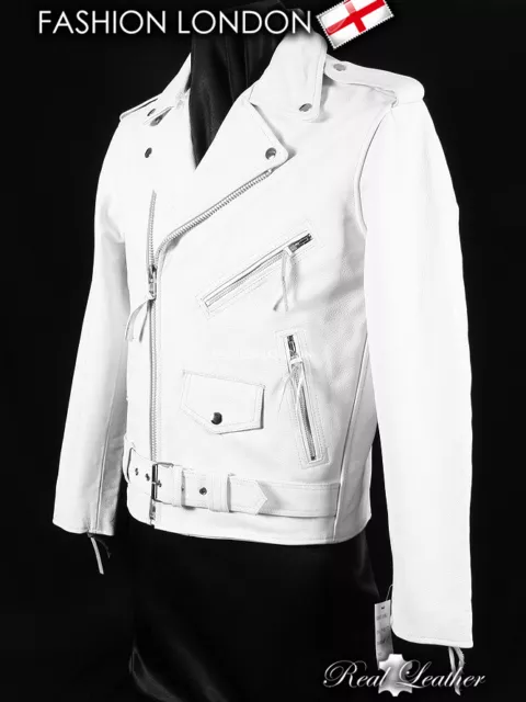 Veste en cuir blanche homme cheap