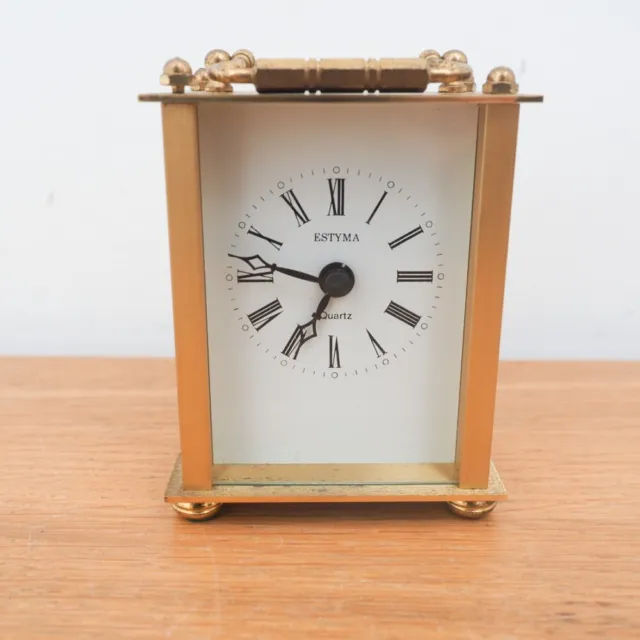 Estyma Quartz Battery Operated Carriage Clock Brass