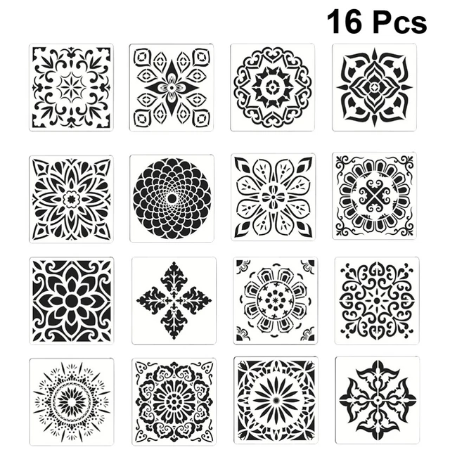 16PCS MANDALA ART stencils Template Mandala Drawing Stencils Diy Wall ...