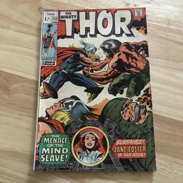 The Mighty Thor #172 VFN+ MARVEL ( Vol 1 1970) Kirby. Jane Foster cover