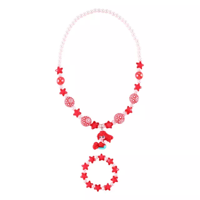 1 Set Perlen Halskette & Armbänder, Party Schmuck für Kinder (rot)