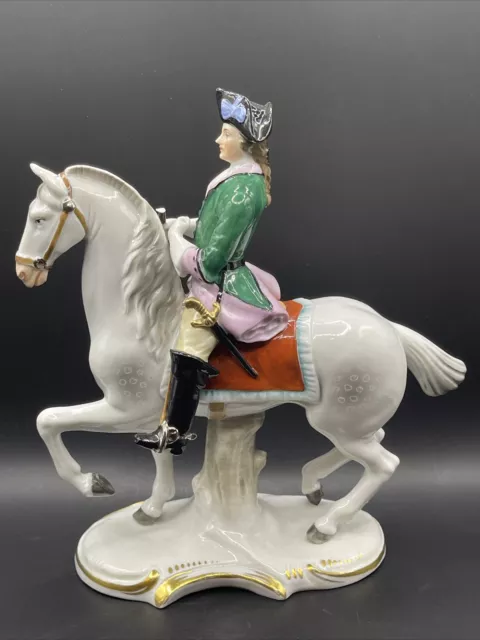 Sitzendorf  Porcelain Figurine of Man on Horse Dresden Germany