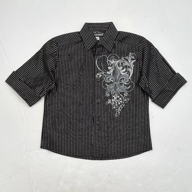 Vintage Y2K Jaguarrs U.S.A. Button Up Shirt Size Boys Youth 10 Made In USA Black
