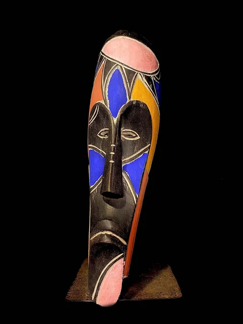 African Face Mask African Tribal Art Wooden Carved Fang Mask North Gabon-3698
