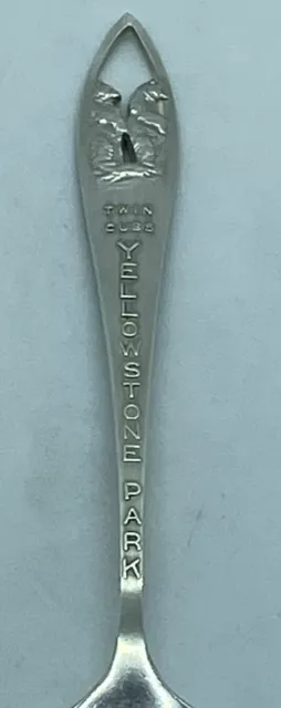 Solid Sterling Silver National Yellowstone Park Twin Cubs Souvenir Spoon 5 1/2'' 2