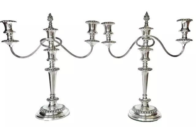 Antique Barker Ellis English Silverplate 15” Convertible Candelabra ~ A Pair 3