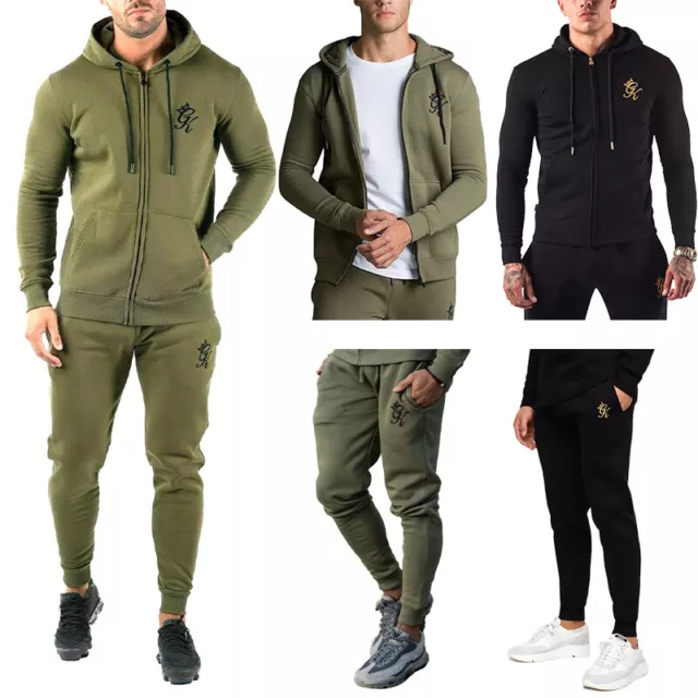 GYM KING Mens Full Tracksuits Zip Hoodie Sweatshirt Bottom Casual Sports Joggers