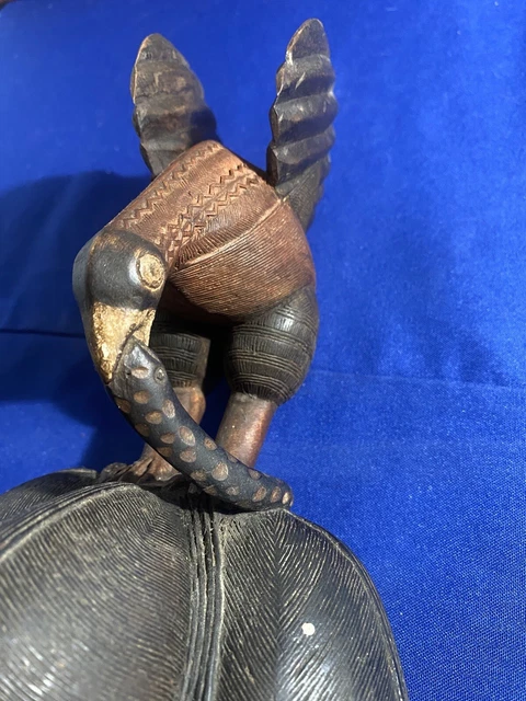 Vintage Authentic African Art Heavy Portrait Mask Baule Ivory Coast Carved Wood 3