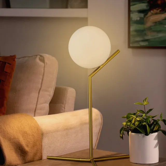 Gold Table Lamp Desk Bedside Lamp Light Industrial Glass Globe Modern Room Decor