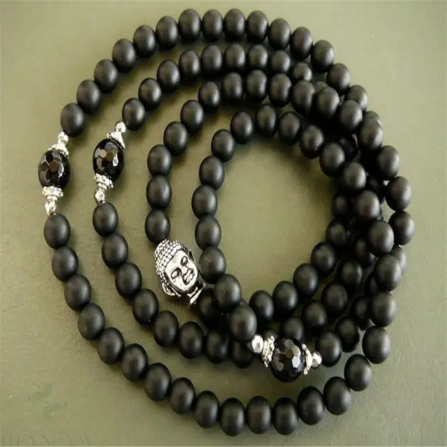 6mm Black Onyx Gemstone 108 Beads Mala Bracelet Necklace Pray Cheaply Yoga