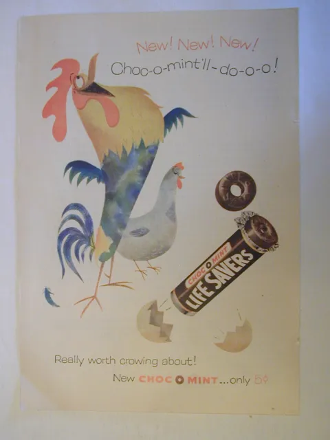 1956 Choc O Mint Life Savers Really Worth Crowing About! Vintage Print Ad 51