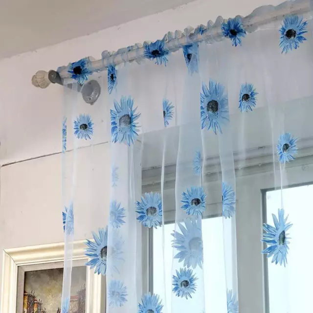 Home Floral Tulle Voile Door Window Curtain Drape Panel Sheer Scarf Sheer QP