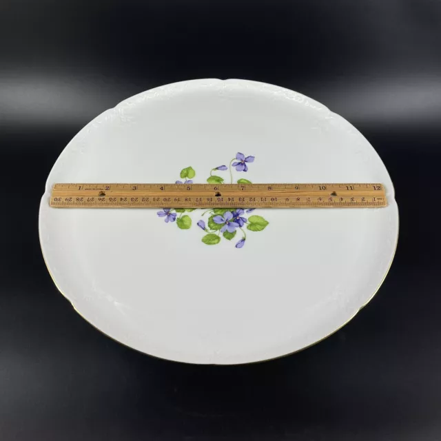 AK Kaiser West Germany Rare Viola Pattern 13" Cake Stand Violets HTF Pristine 2