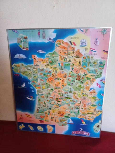 CARTE DE FRANCE Départements complet 97 magnets avec plaque.LE GAULOIS 1994/95